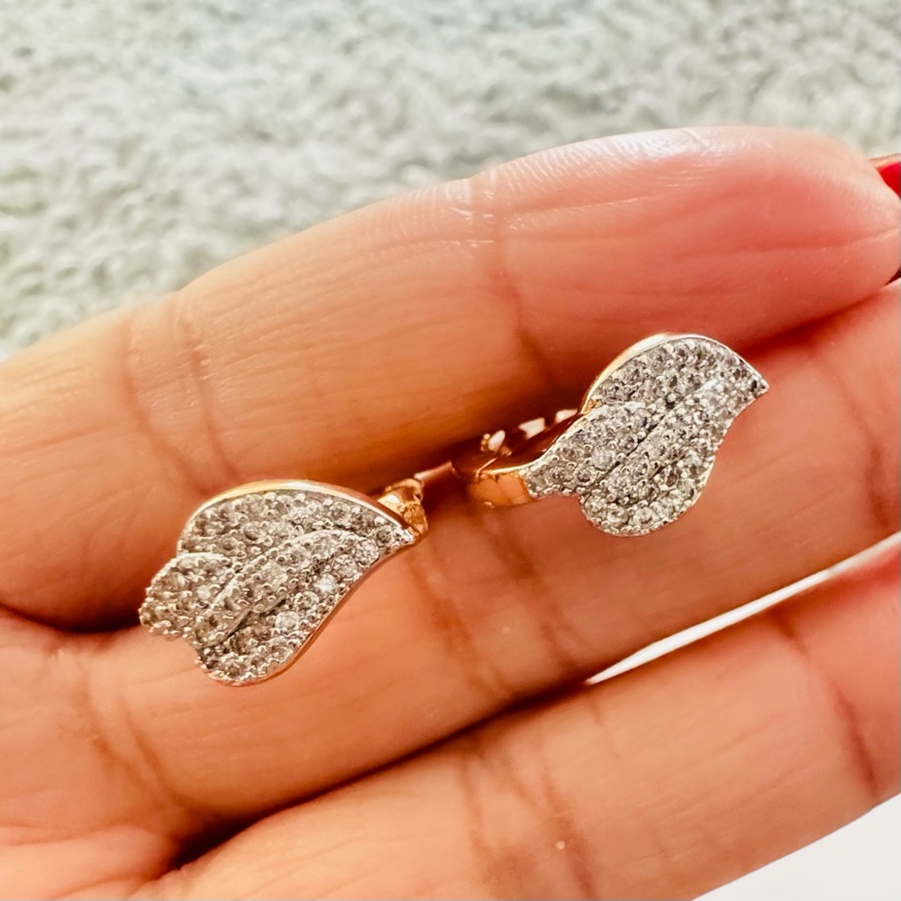 Elegant 14K Gold Plated Silver Leaf Earrings. New
